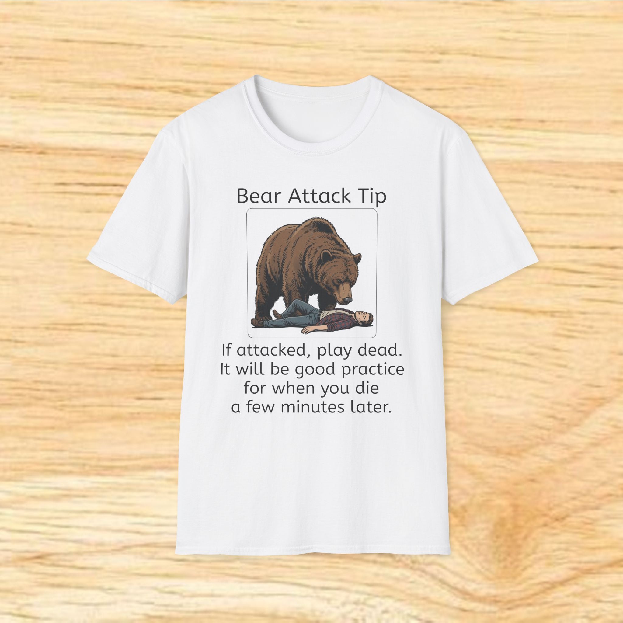 Bear Attack Tip T-Shirt | Funny Wilderness Survival Tee
