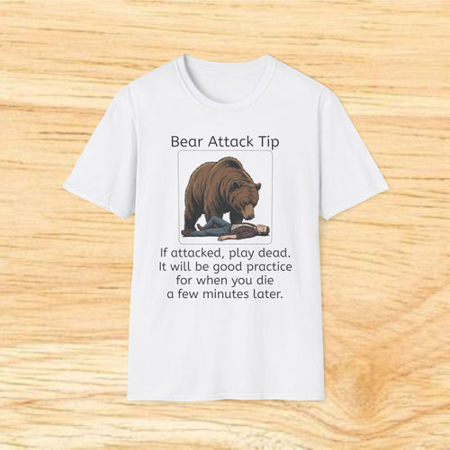 Bear Attack Tip T-Shirt | Funny Wilderness Survival Tee