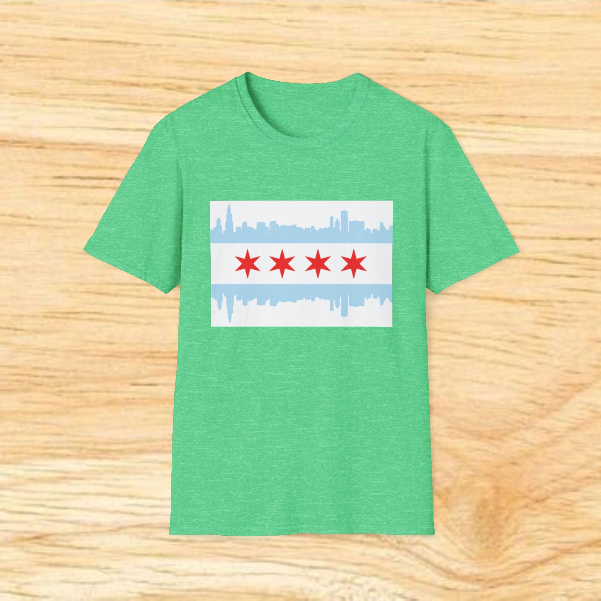 Chicago Skyline with City Flag T-Shirt