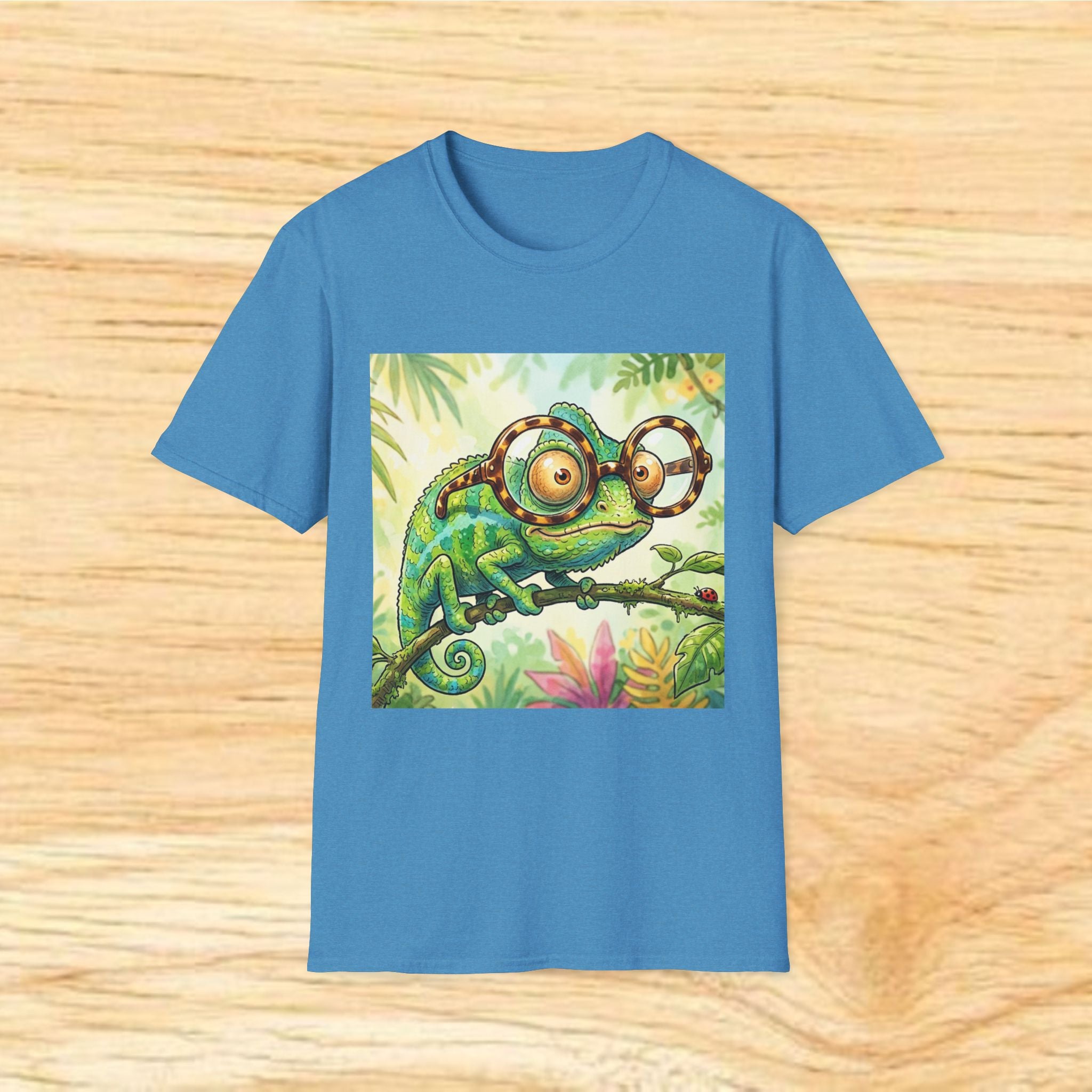 Fun Chameleon Wearing Glasses Softstyle T-Shirt