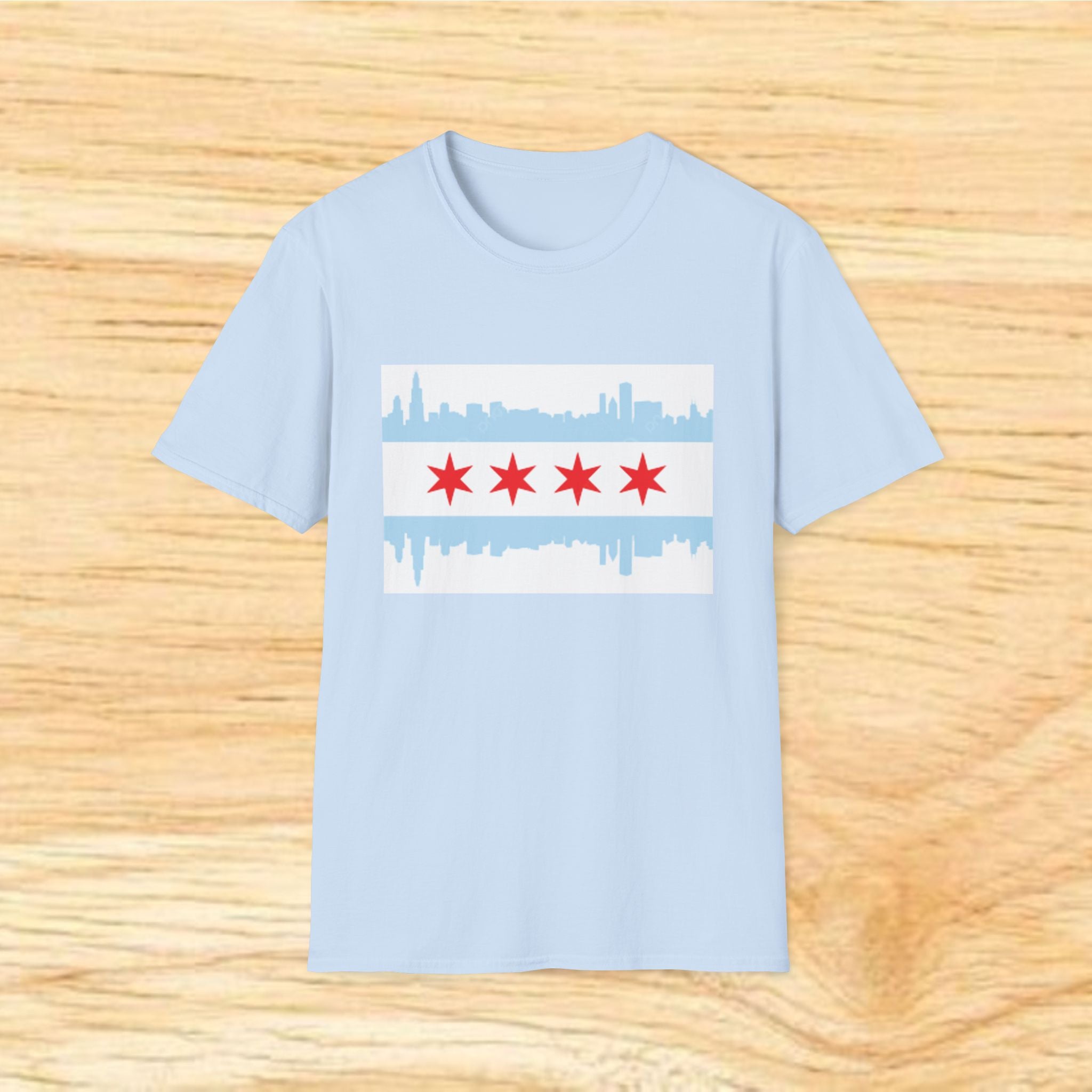 Chicago Skyline with City Flag T-Shirt