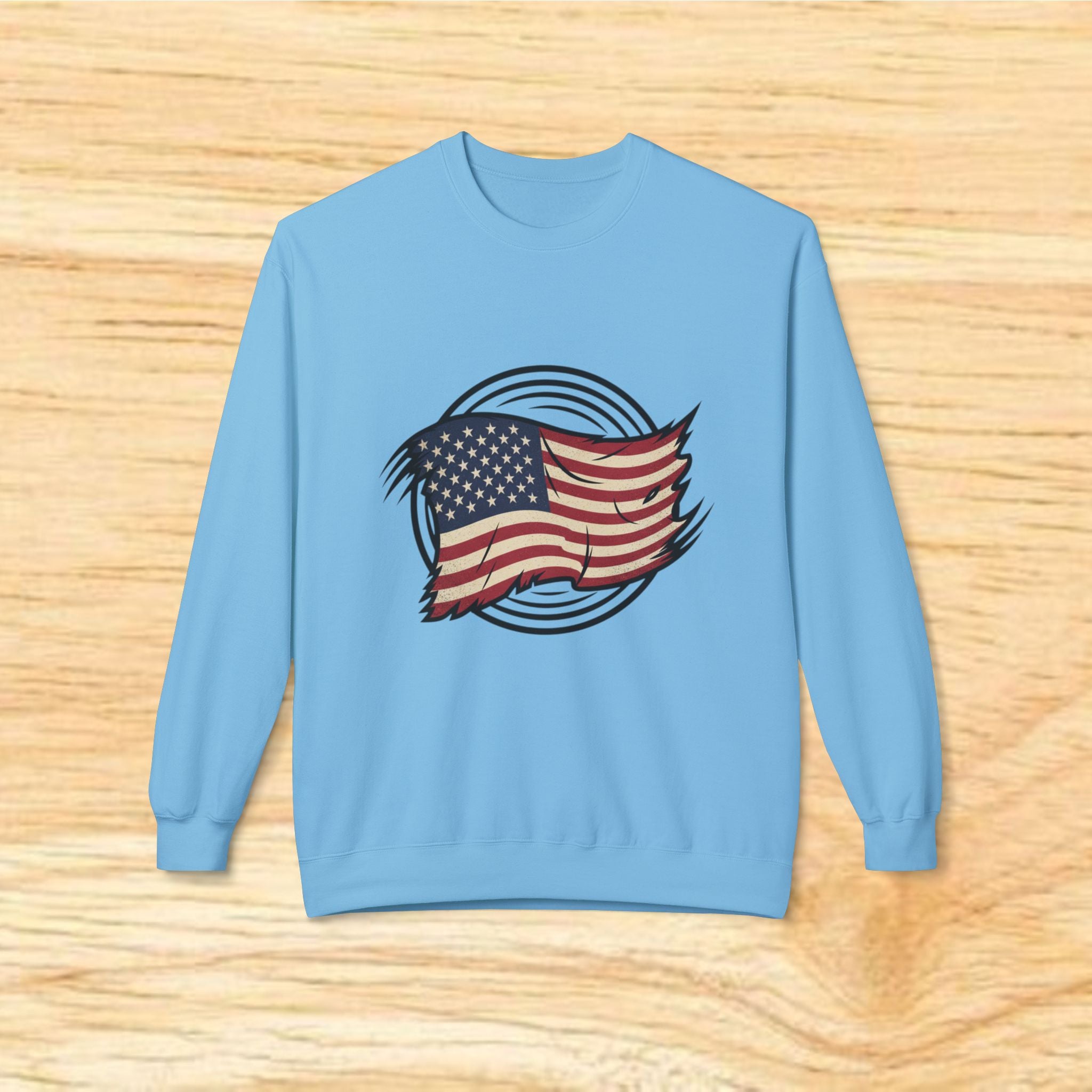 Waving American Flag Crewneck Sweatshirt