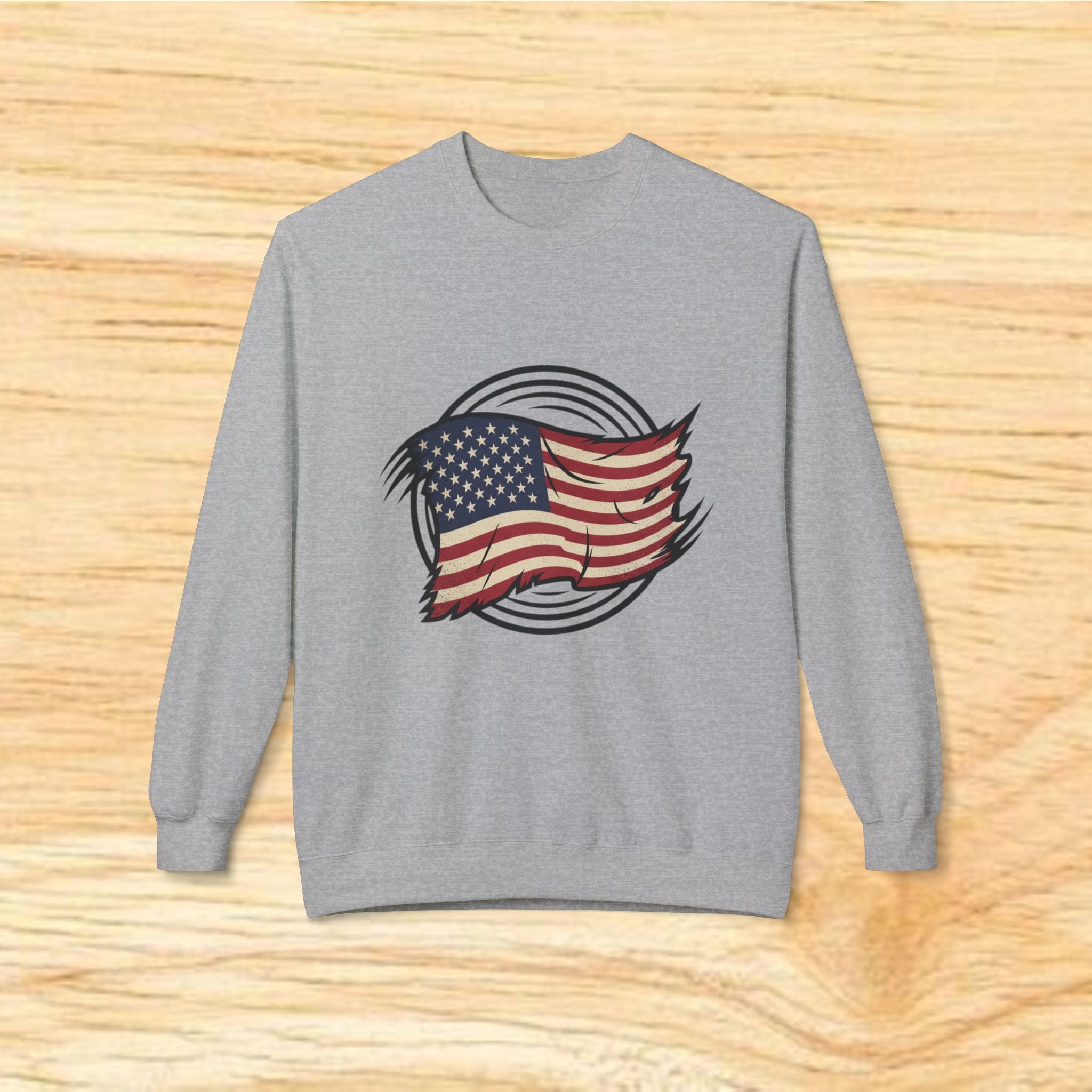Waving American Flag Crewneck Sweatshirt