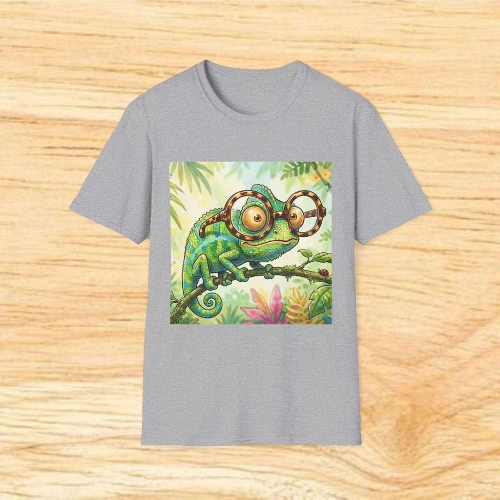 Fun Chameleon Wearing Glasses Softstyle T-Shirt