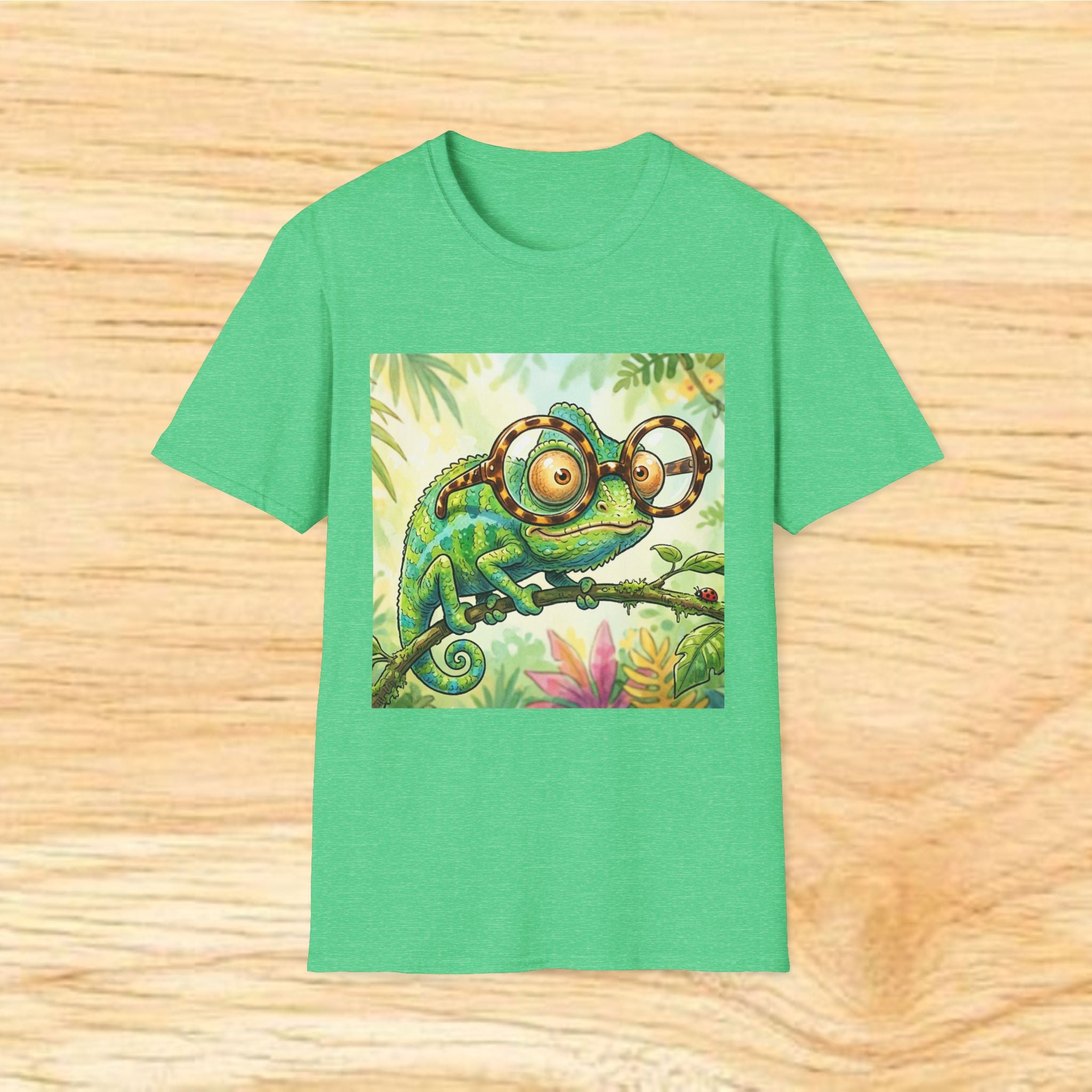 Fun Chameleon Wearing Glasses Softstyle T-Shirt