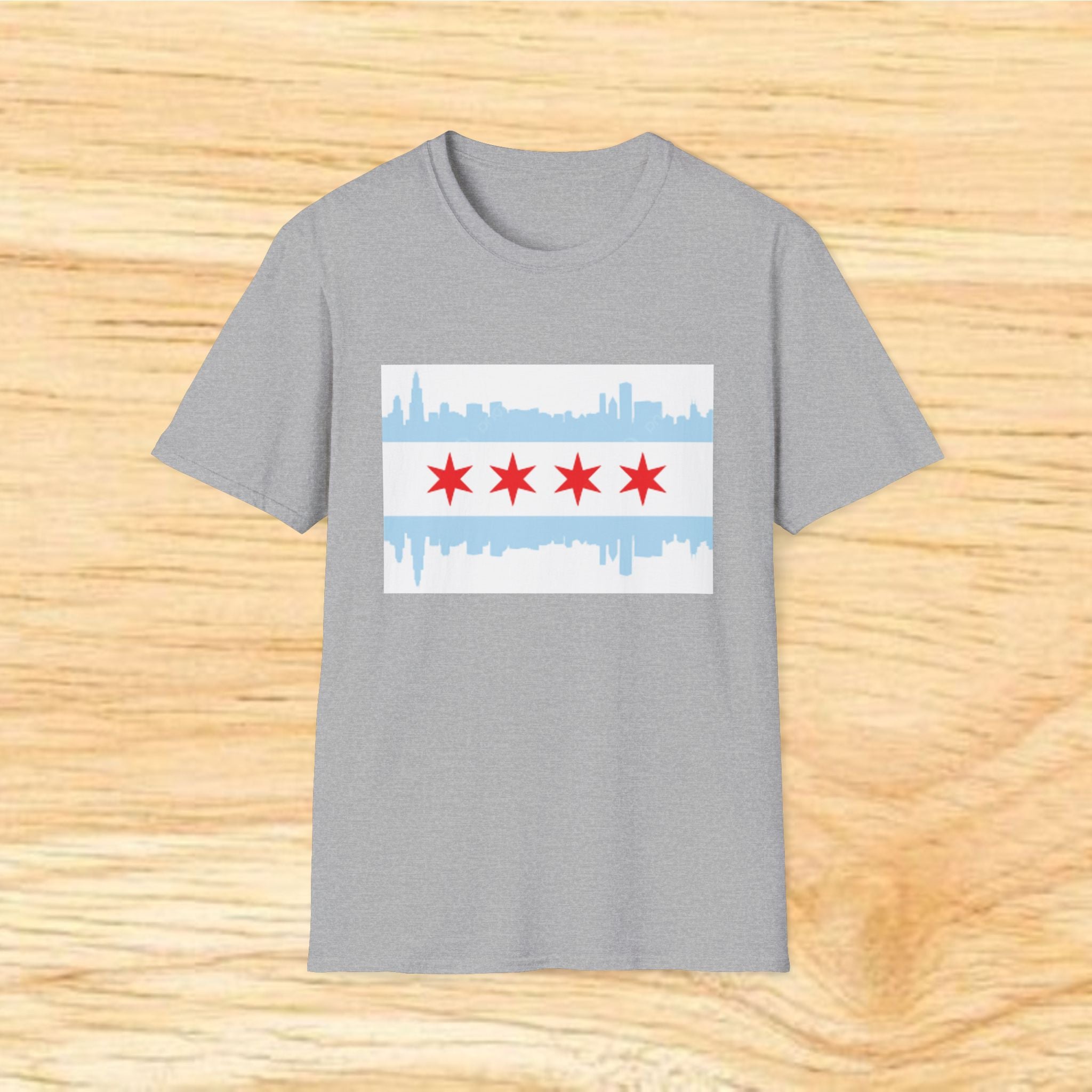 Chicago Skyline with City Flag T-Shirt