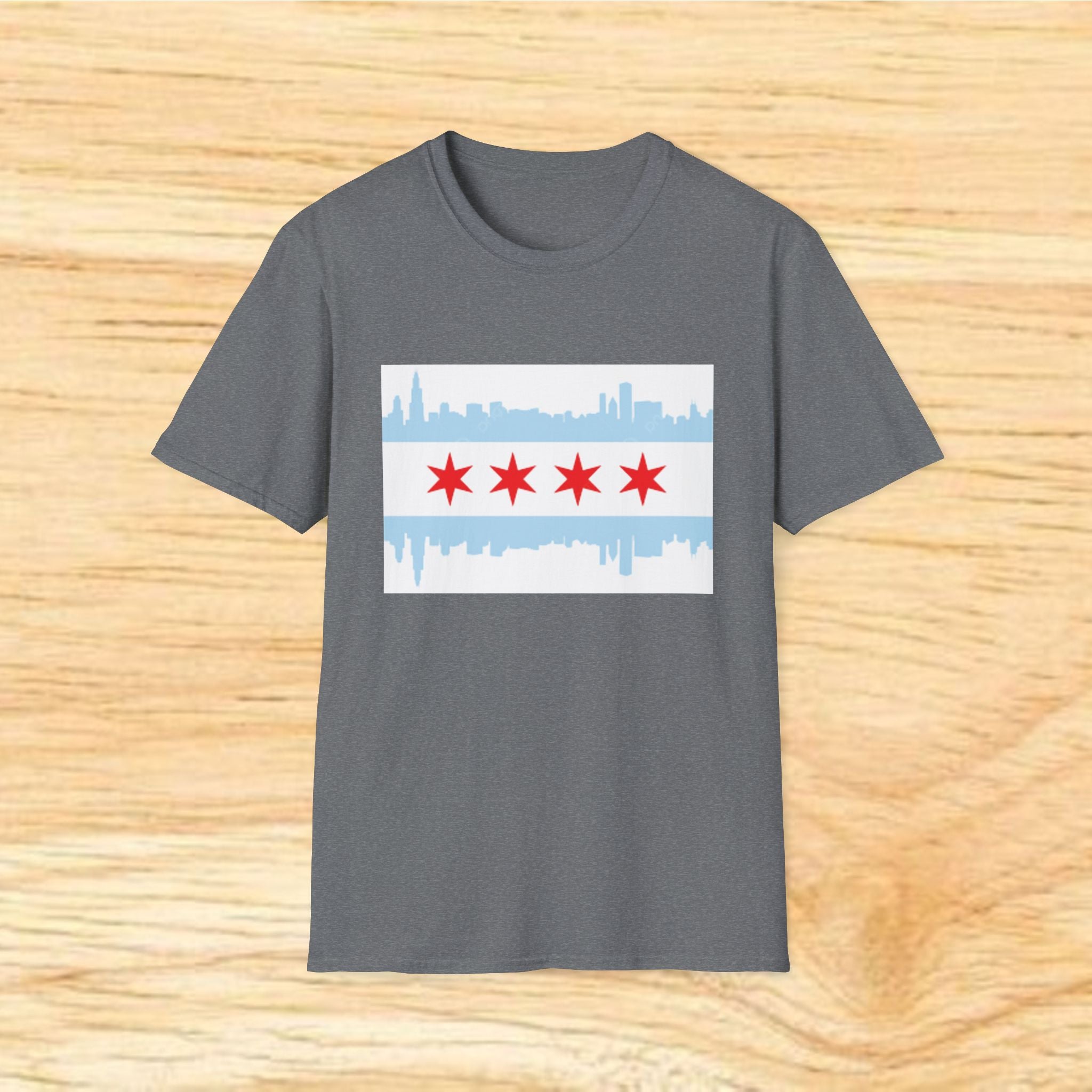 Chicago Skyline with City Flag T-Shirt