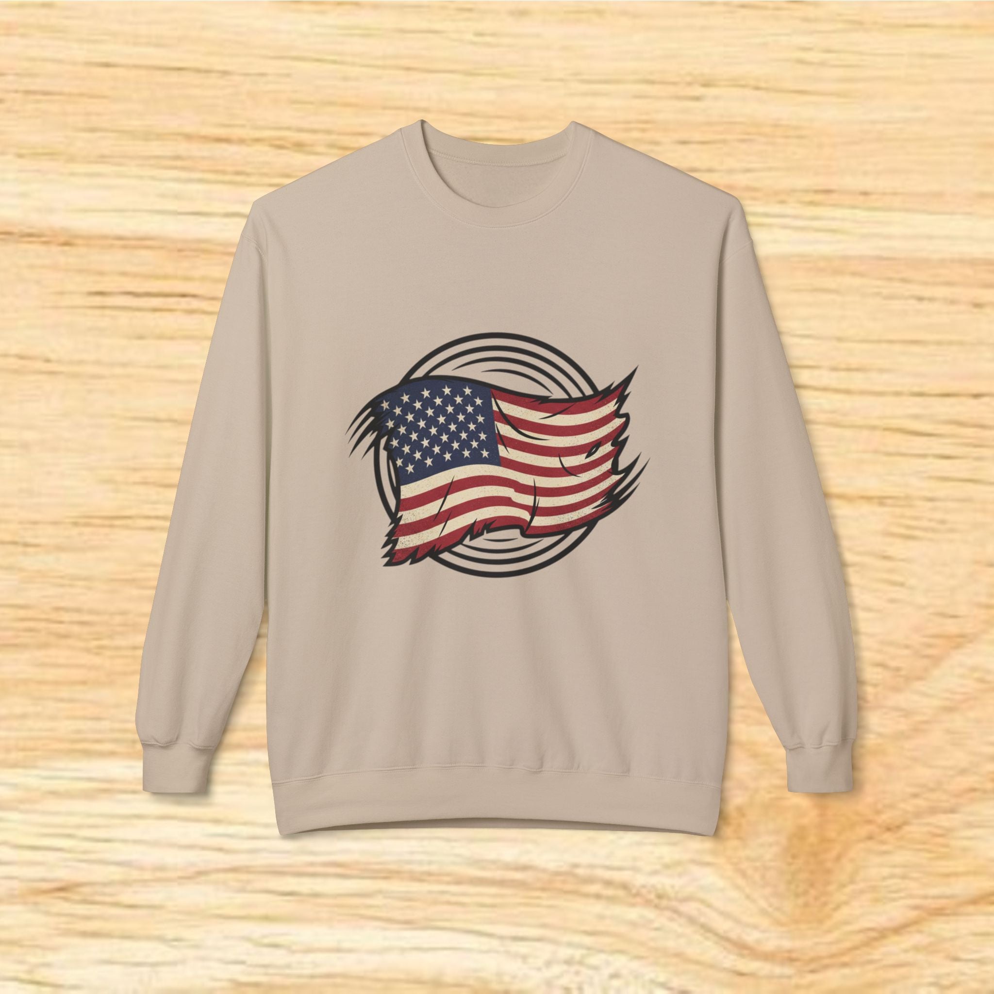 Waving American Flag Crewneck Sweatshirt
