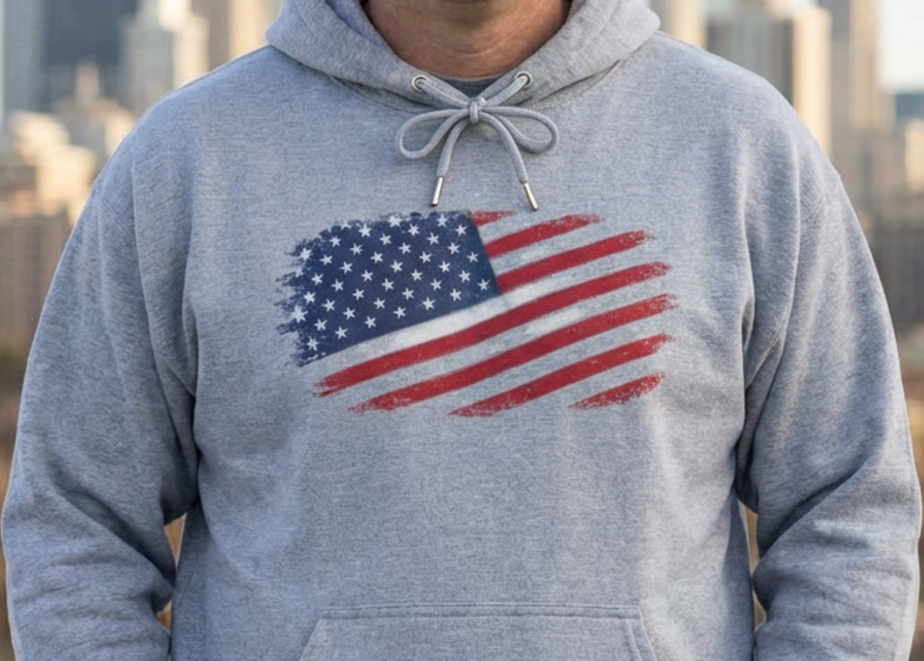 Distressed American Flag Hoodie | Patriotic Stars Stripes