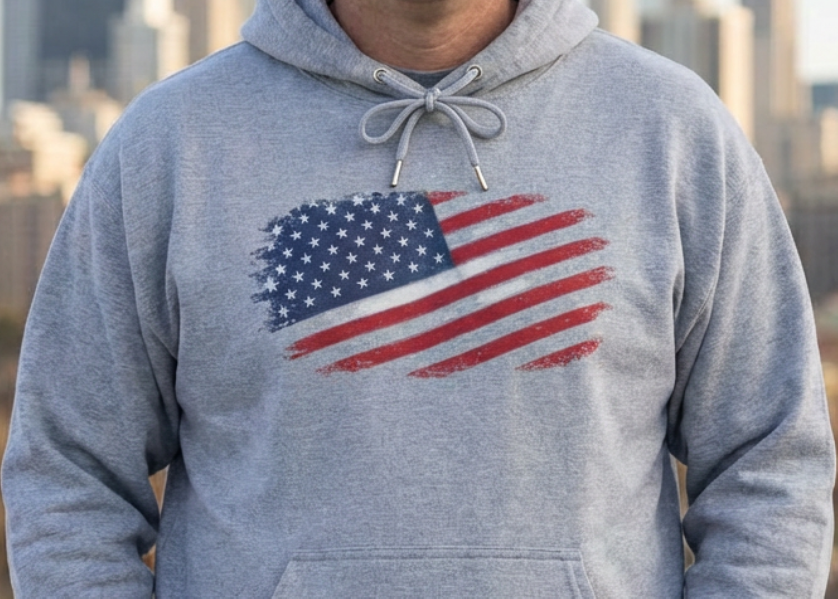 Distressed American Flag Hoodie | Patriotic Stars Stripes