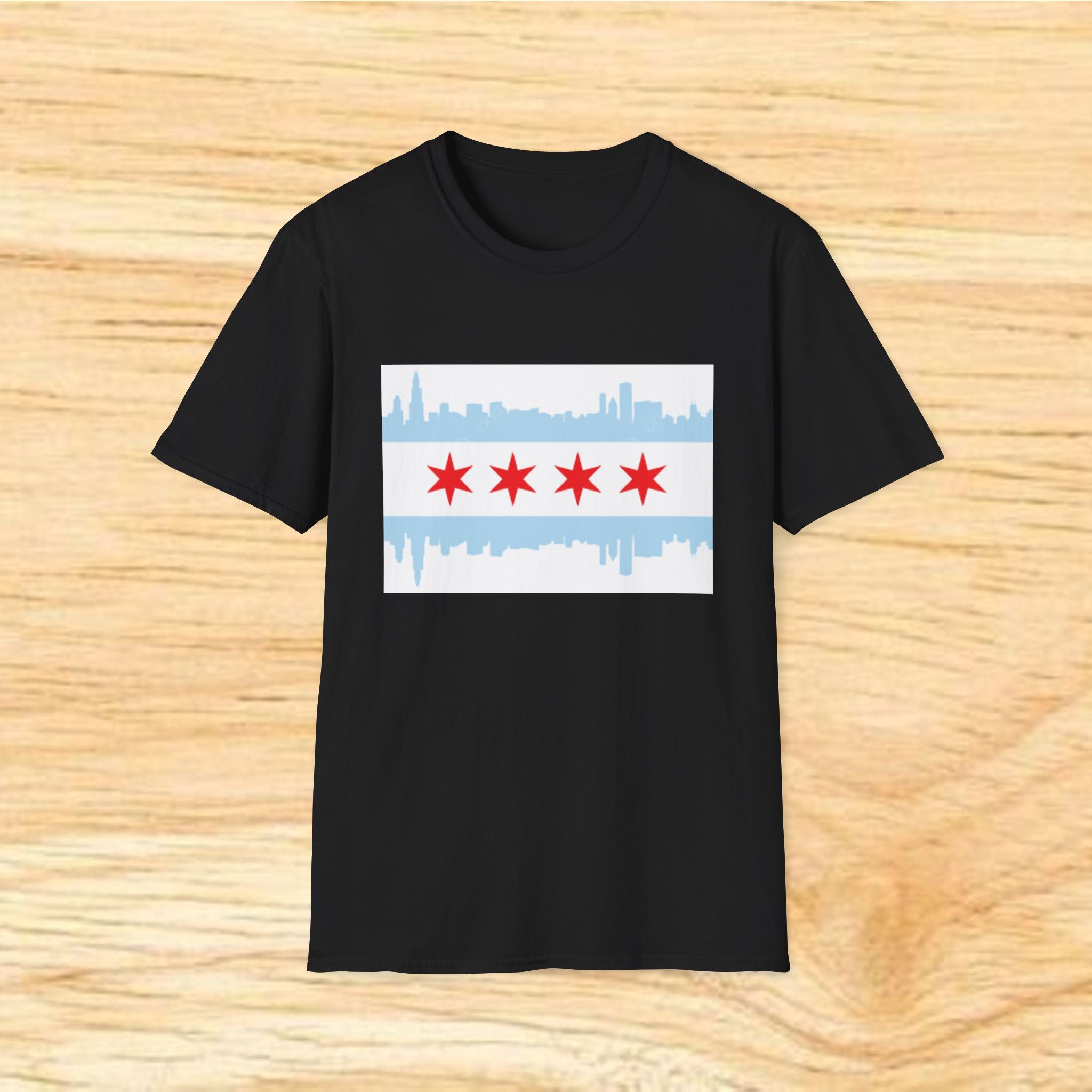 Chicago Skyline with City Flag T-Shirt