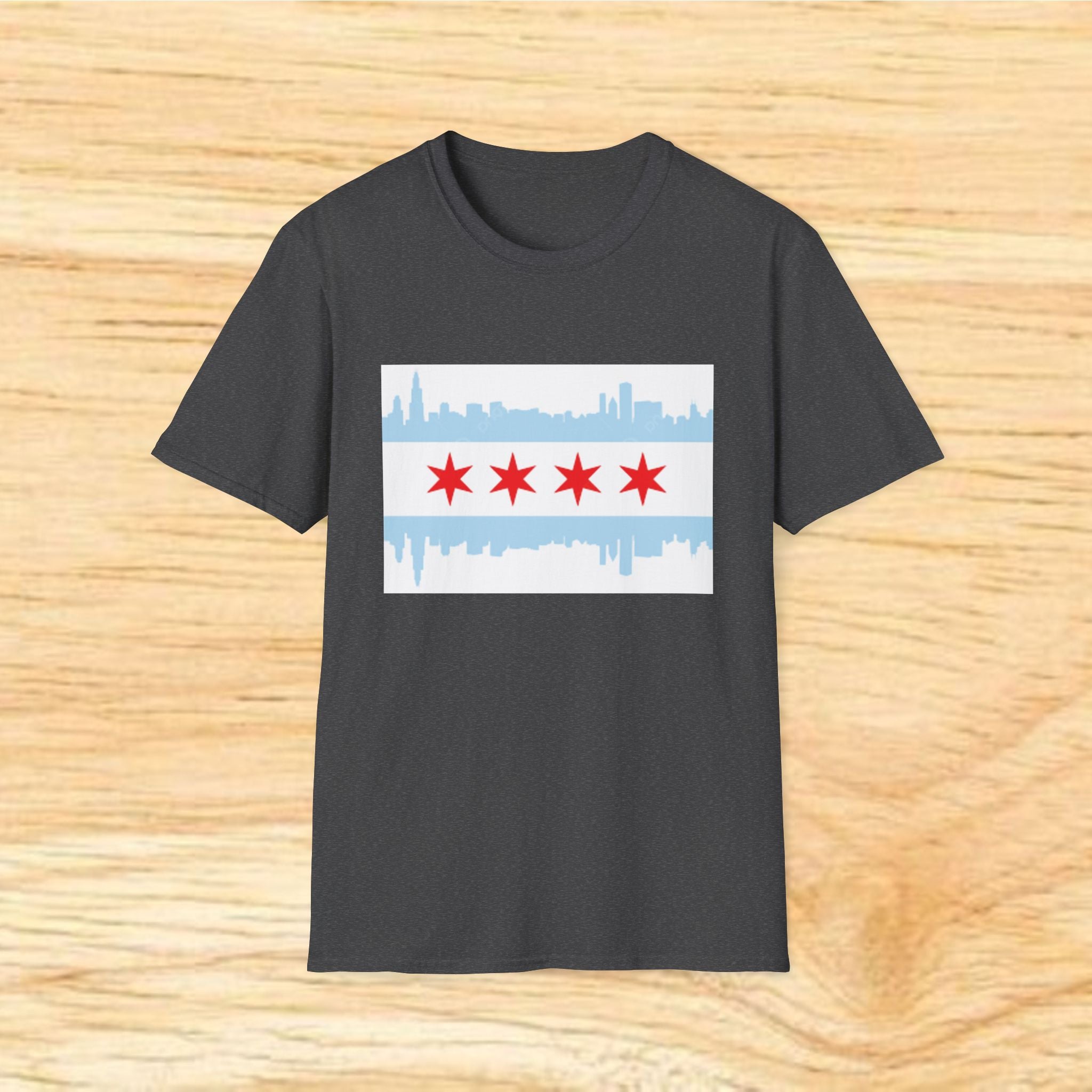 Chicago Skyline with City Flag T-Shirt