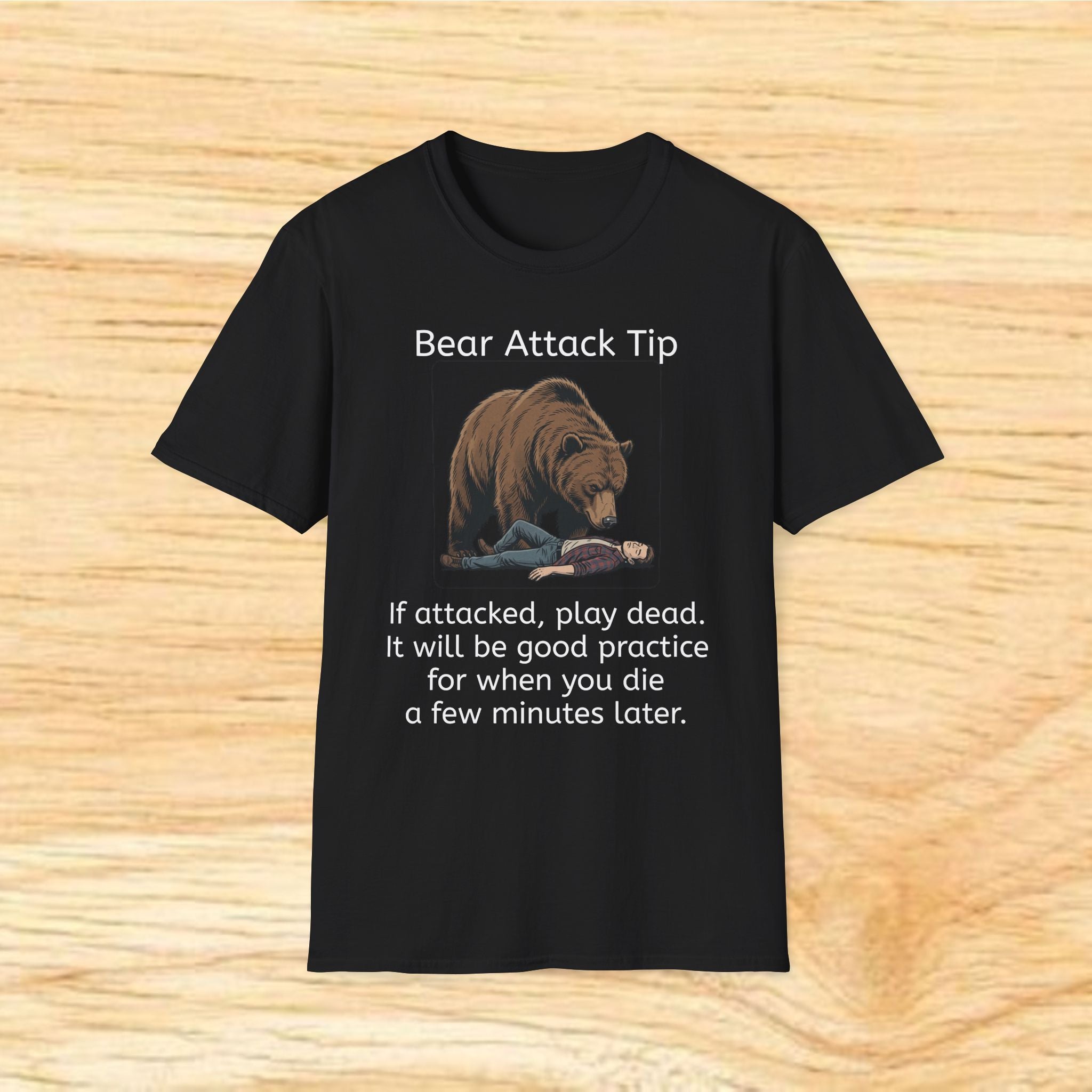 Bear Attack Tip T-Shirt | Funny Wilderness Survival Tee