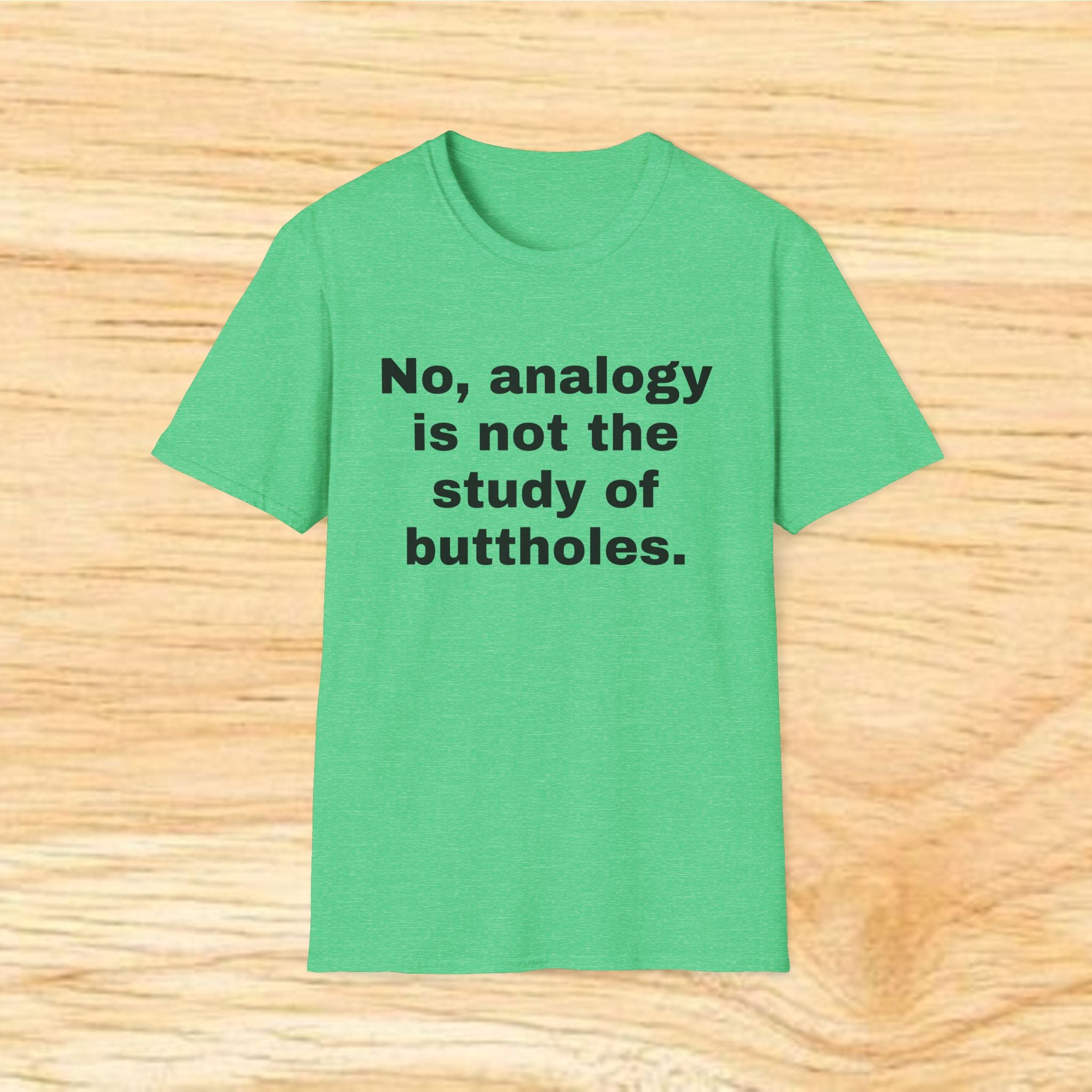 "No, analogy is not the study of buttholes." Funny Novelty Tee