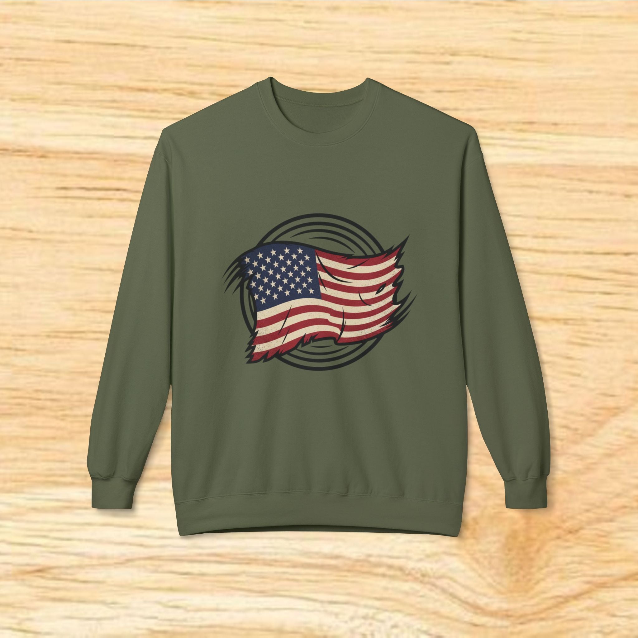 Waving American Flag Crewneck Sweatshirt