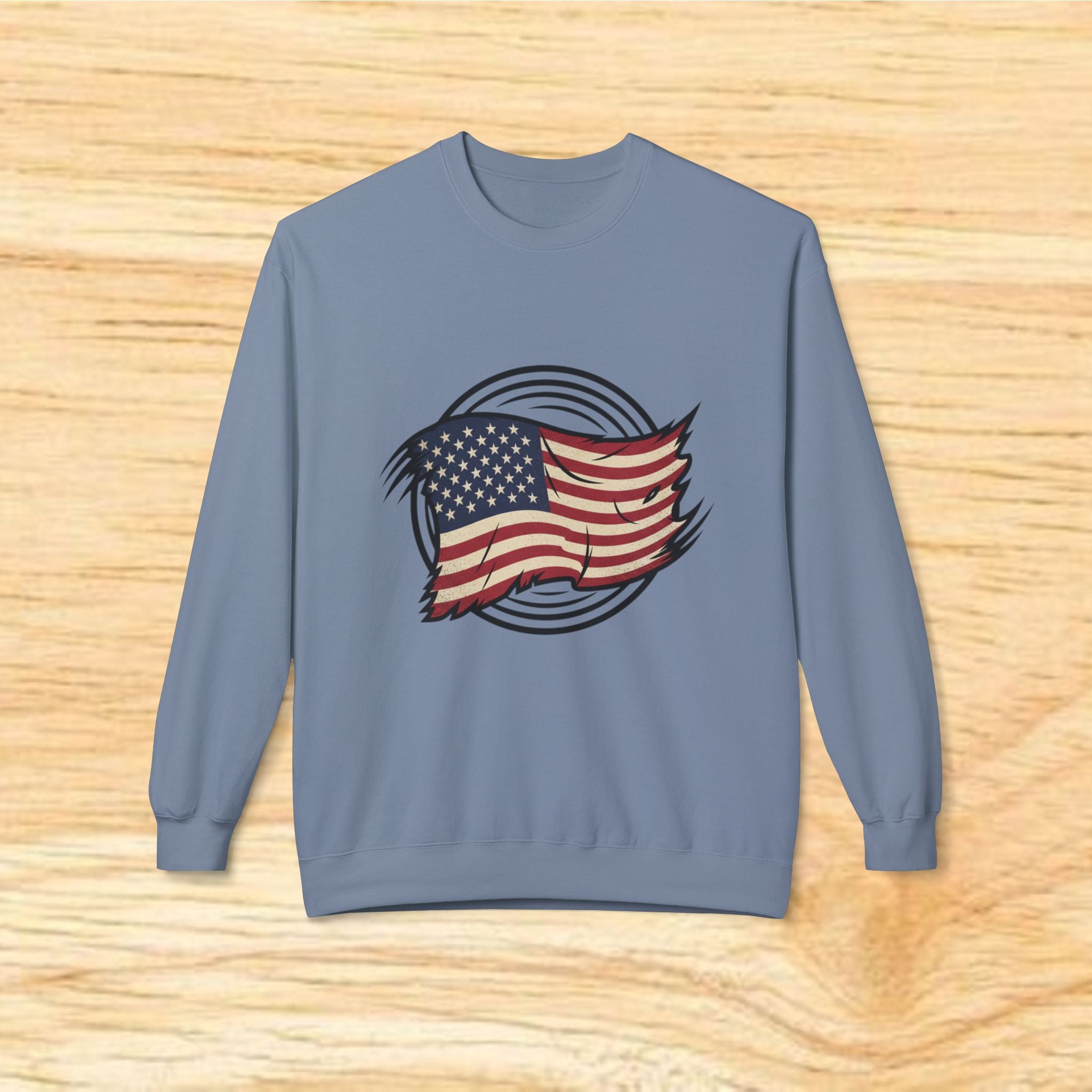Waving American Flag Crewneck Sweatshirt