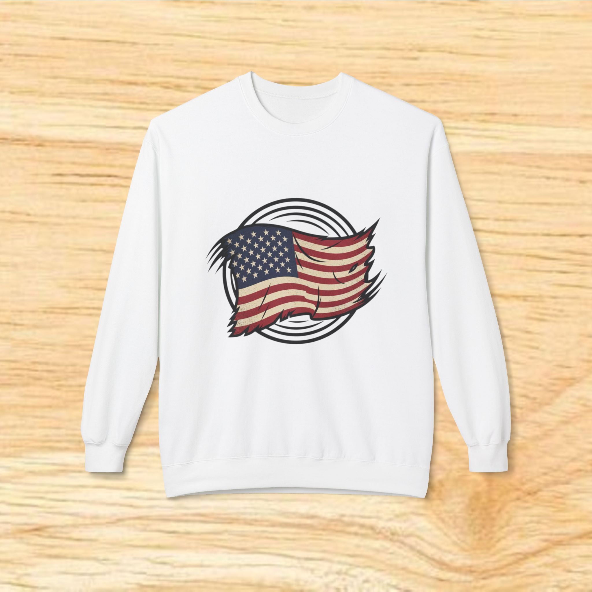 Waving American Flag Crewneck Sweatshirt