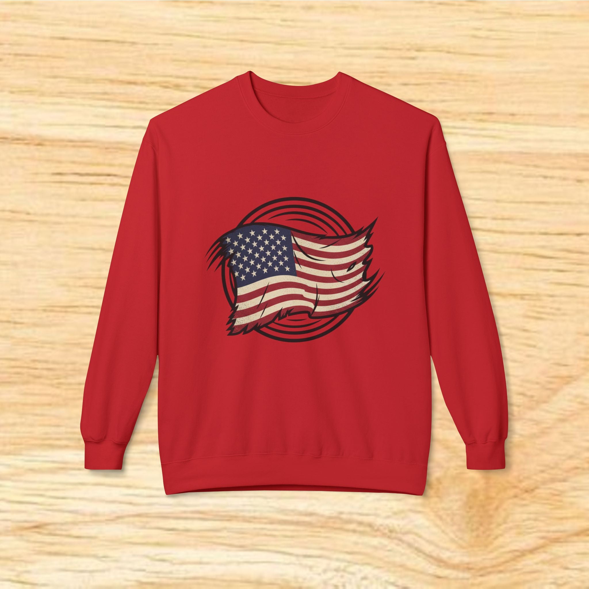 Waving American Flag Crewneck Sweatshirt