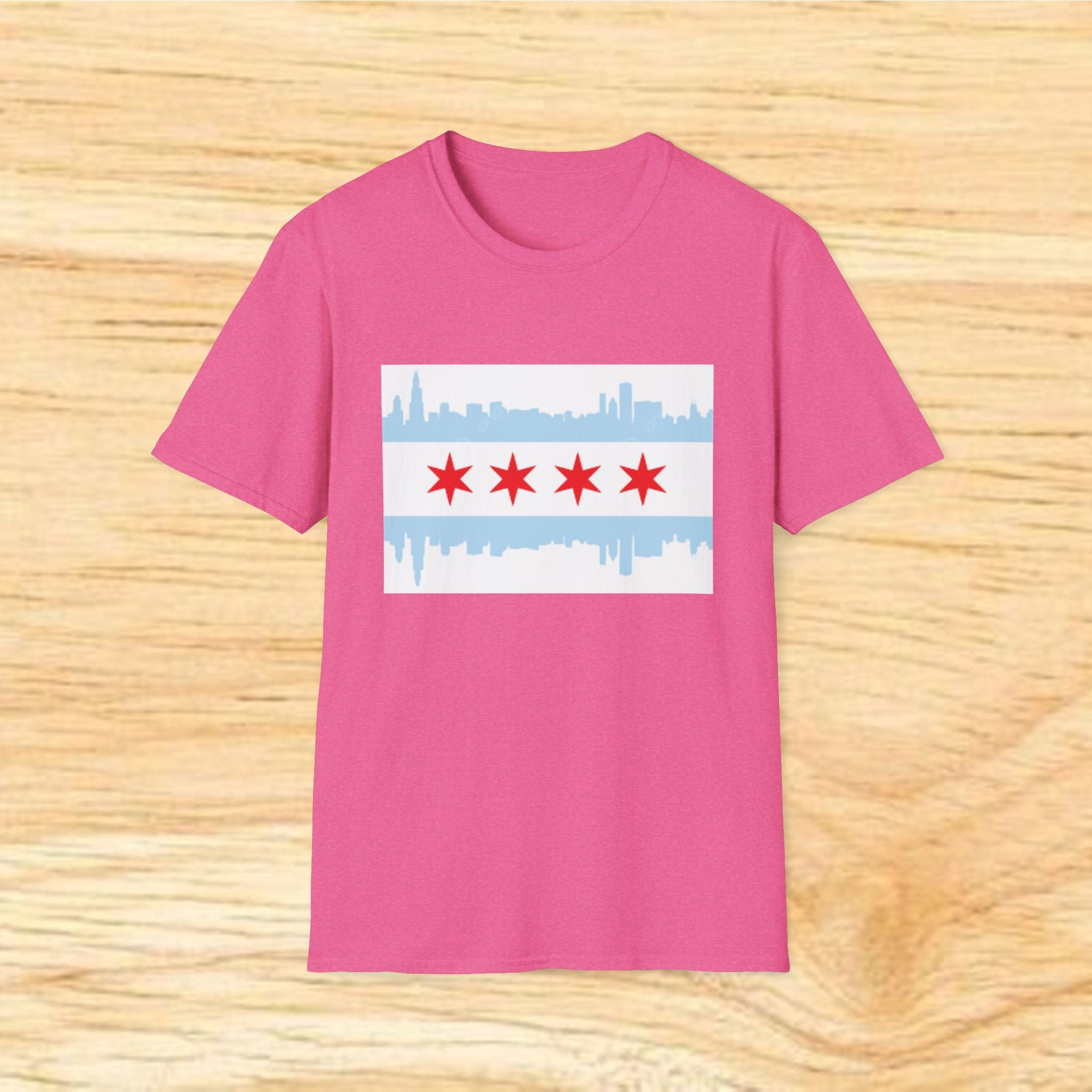 Chicago Skyline with City Flag T-Shirt