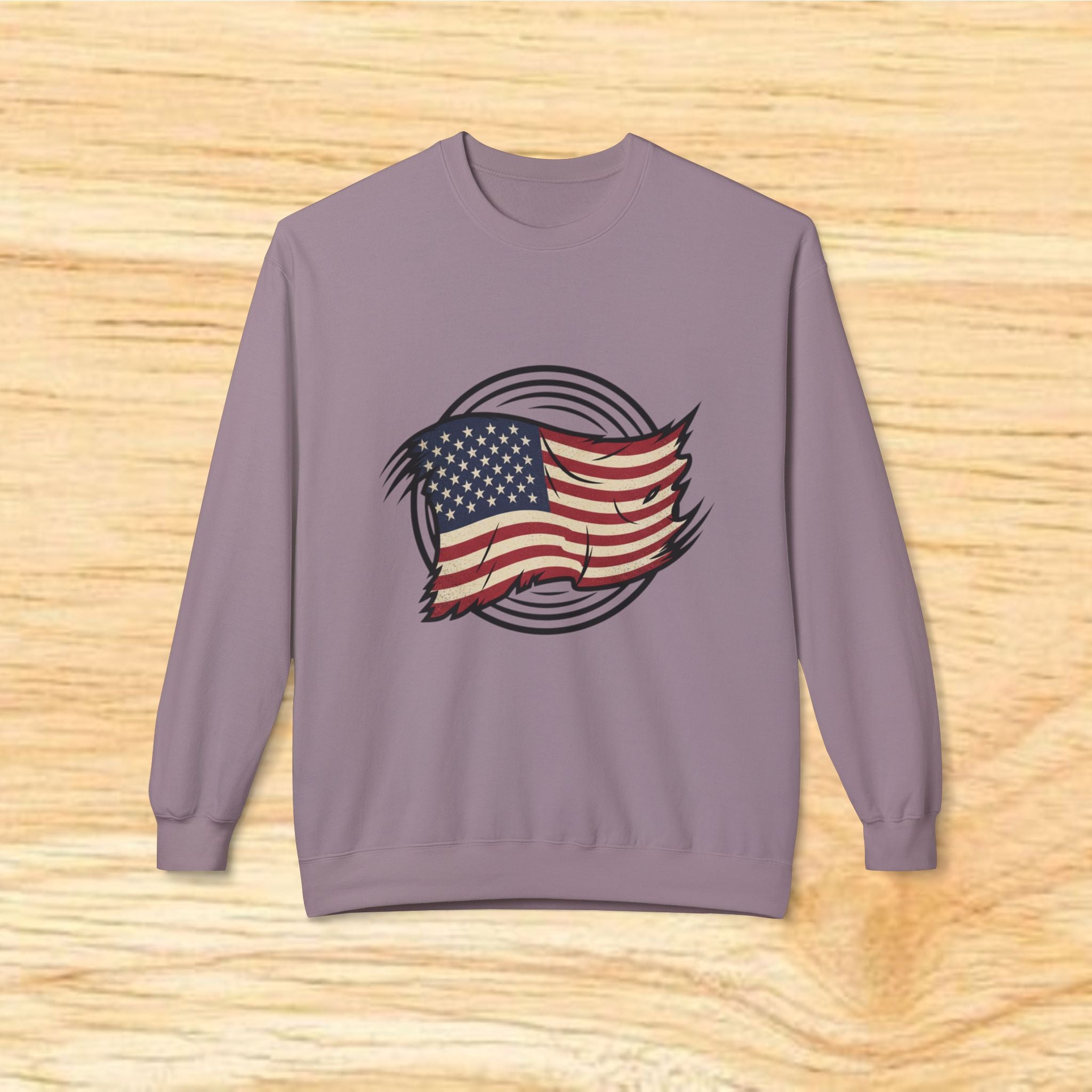 Waving American Flag Crewneck Sweatshirt