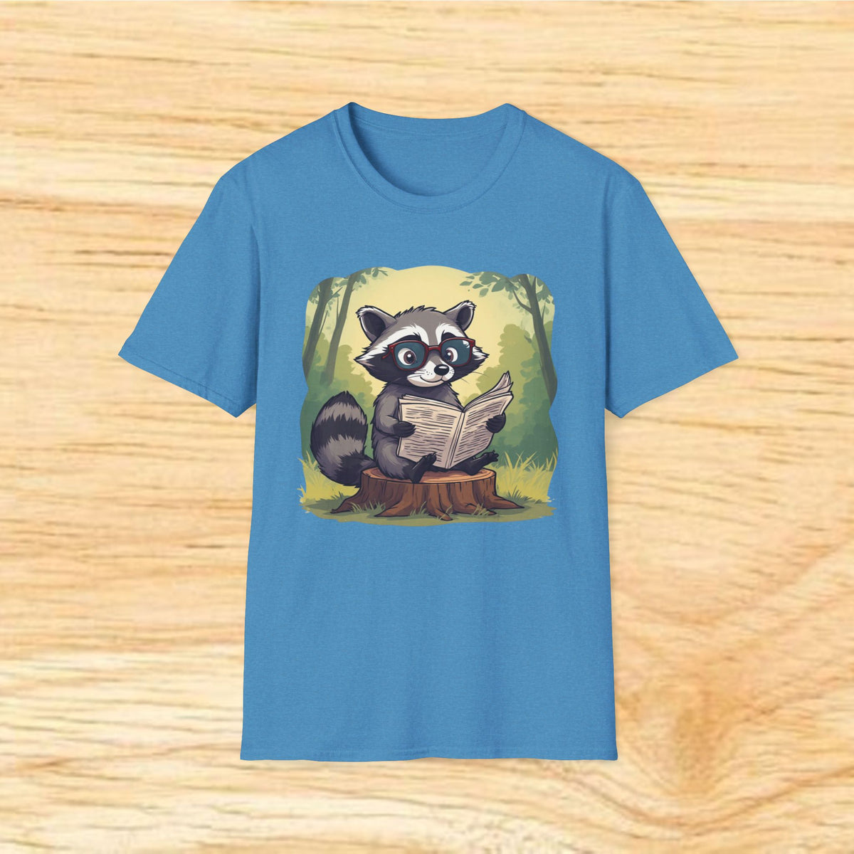 Reading Raccoon T-Shirt — Cute Woodland Animal Graphic Tee