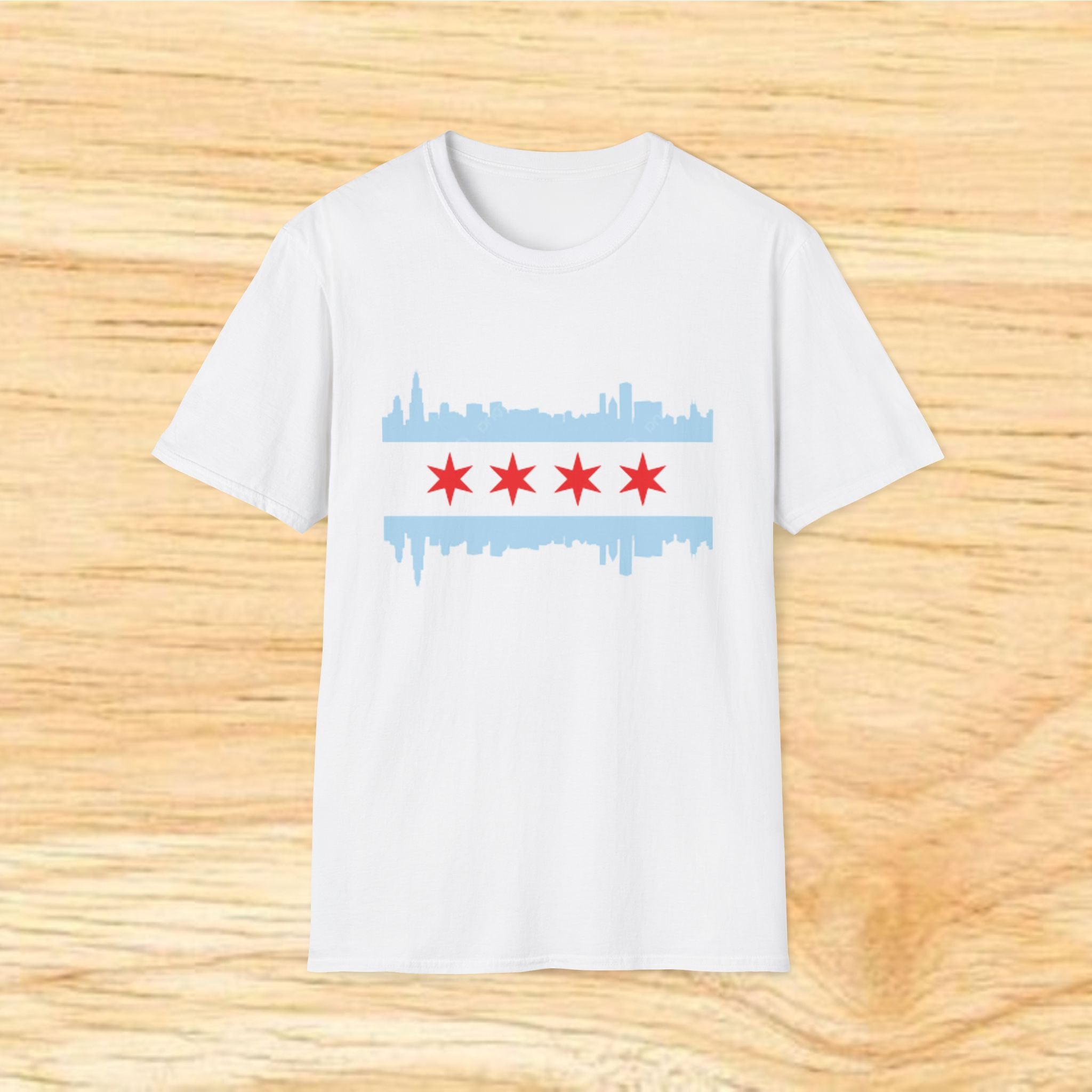Chicago Skyline with City Flag T-Shirt
